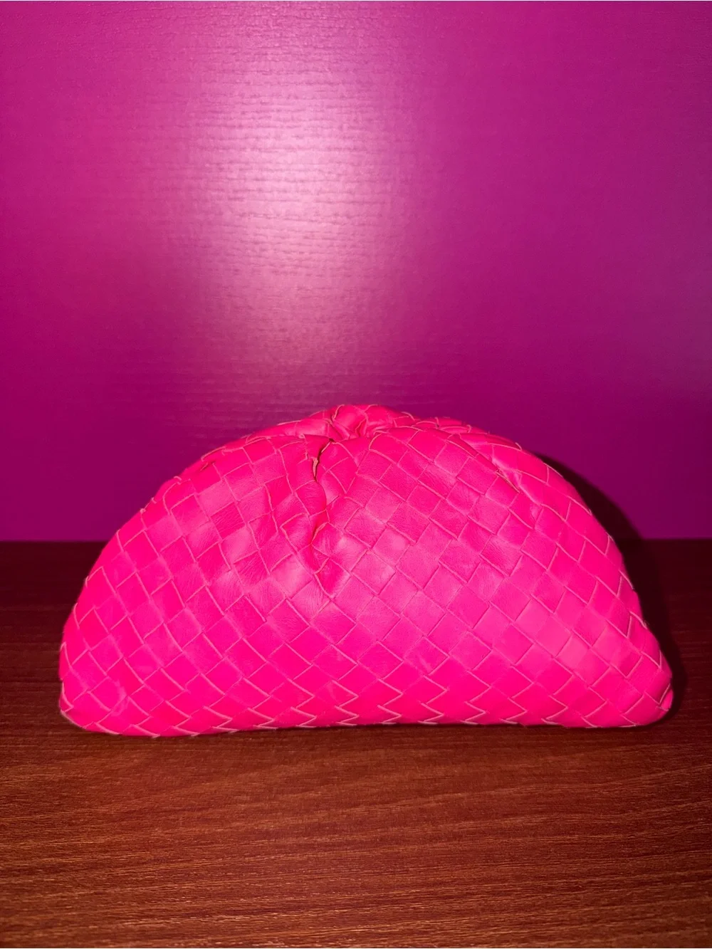 Bottega Veneta Pink Intrecciato Pouch Clutch